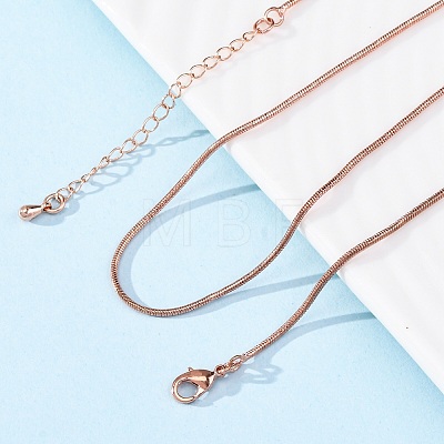 Brass Round Snake Chain Necklaces for Women NJEW-D302-15RG-1