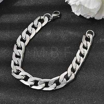 201 Stainless Steel Cuban Link Chains Bracelets for Women Men STAS-T077-19A-04P-1