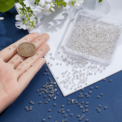 2000Pcs Brass Crimp Beads KK-SP0002-61S-1