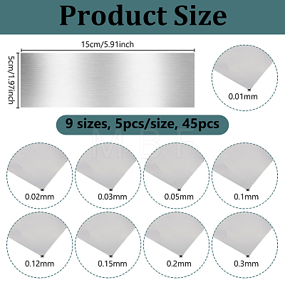 45Pcs 9 Styles 304 Stainless Steel Sheets AJEW-OC0016-20-1