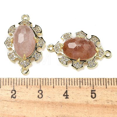 Natural Strawberry Quartz Faceted Oval Connector Charms G-G181-06G-05-1