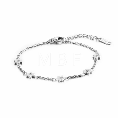 Elegant Stainless Steel Pentagram Bracelet with Diamonds for Women's Daily Wear GG7095-2-1