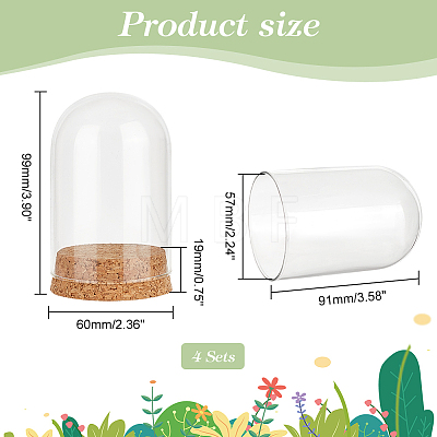 4 Sets Transparent Glass Dome Jar Cloche Display Cases AJEW-PH0011-24B-1