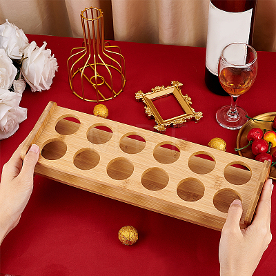 12-Slot Wooden Shot Glass Tray Holders ODIS-WH0027-031-1