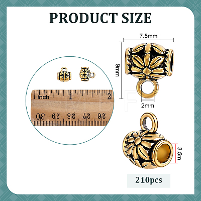 210Pcs Tibetan Style Alloy Tube Bails TIBE-PH0002-62AG-1