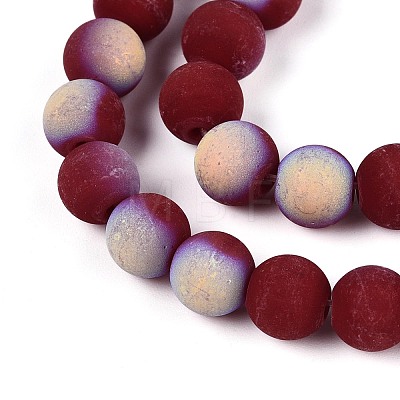 Frosted Opaque Glass Beads Strands GLAA-T032-P8mm-MBB05-1