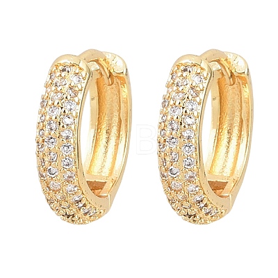 Brass Clear Cubic Zirconia Hoop Earrings EJEW-A156-08B-G-1