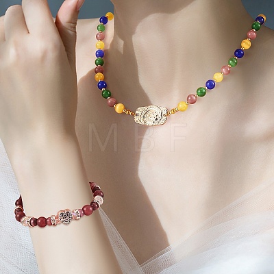 DIY Round Cat Eye Beads Bracelet Making Kit DIY-SZ0006-56B-1