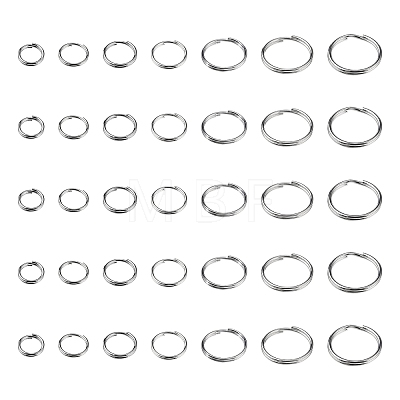 700Pcs 7 Styles 201& 304 Stainless Steel Split Rings STAS-CJ0002-17-1