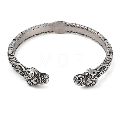 Viking 304 Stainless Steel Open Cuff Bangles for Men BJEW-U001-05B-AS-1