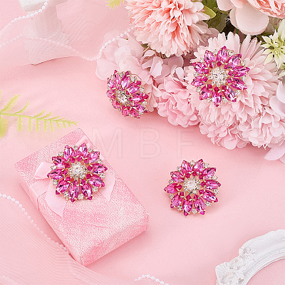4Pcs Alloy & Glass & Rhinestone Shank Buttons BUTT-FG0001-63C-1