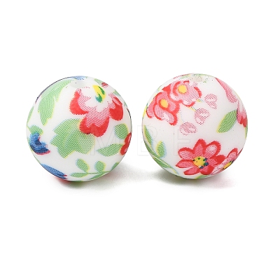 Food Grade Eco-Friendly Printed Silicone Beads SIL-A013-01A-24-1