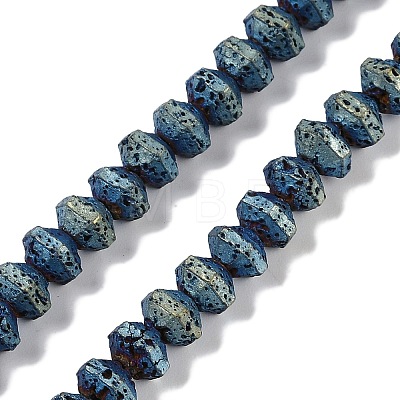 Electroplated Natural Lava Rock Beads Strands G-A234-F02-01-1