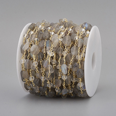 Handmade Natural Labradorite Beaded Chains CHC-I031-11F-1