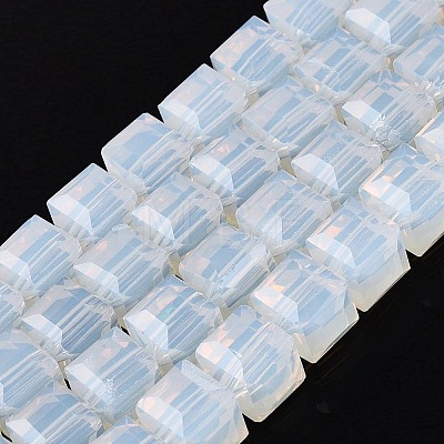 Imitation Jade Glass Beads Strands GLAA-R041-8x8mm-B02-1