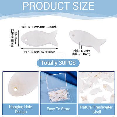 30Pcs Natural Freshwater Shell Pendants BSHE-TA0001-32-1