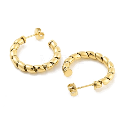 Ion Plating(IP) 304 Stainless Steel Twisted Half Hoop Stud Earrings for Women EJEW-C096-11G-1