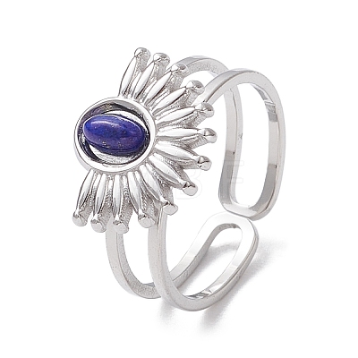 Natural White Jade & Amethyst & Lapis Lazuli & Tiger Eye 7 African Turquoise Finger Ring RJEW-JR00767-02-1