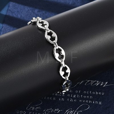 304 Stainless Steel Oval Link Chain Bracelets for Women Men BJEW-F488-48B-P-1