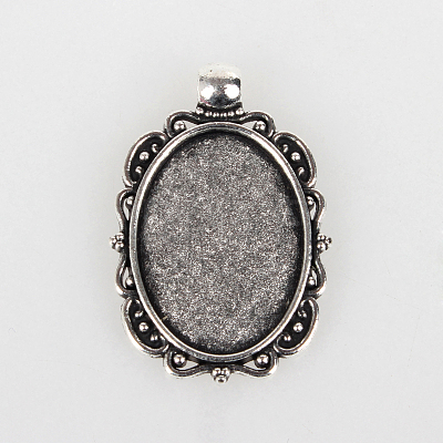 Vintage Tibetan Style Alloy Pendant Cabochon Bezel Settings TIBEP-O006-51AS-1