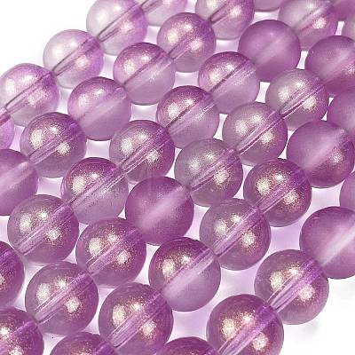 Frosted Transparent Glass Bead Strands GLAA-P065-10mm-07-1