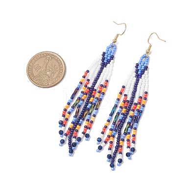 Handmade Glass Seed Beads Arrow Dangle Earrings EJEW-MZ00539-04-1