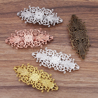 Vintage Hair Accessories Iron Hair Barrette Findings OHAR-PW0001-035AB-1