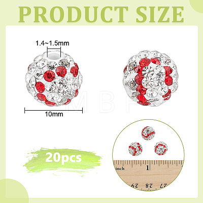 20Pcs Handmade Polymer Clay Rhinestone Beads CLAY-OC0001-12B-1