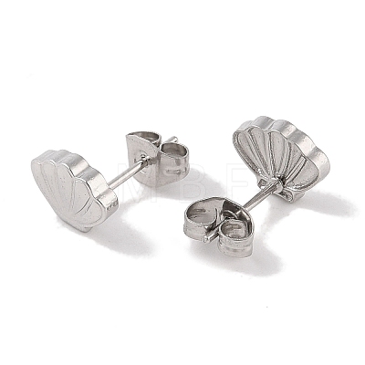 304 Stainless Steel Shell Shaped Stud Earrings for Women EJEW-G389-01P-1