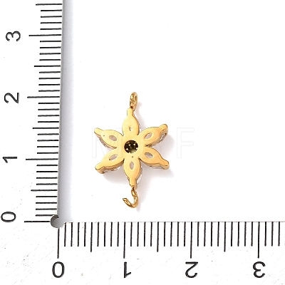 304 Stainless Steel Pave Cubic Zirconia Flower Links Connector Charms STAS-T026-03C-02G-1