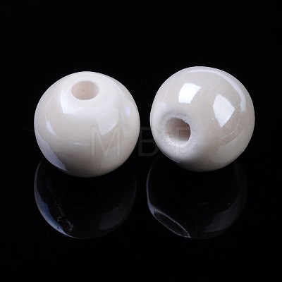 Pearlized Handmade Porcelain Round Beads X-PORC-S489-10mm-01-1