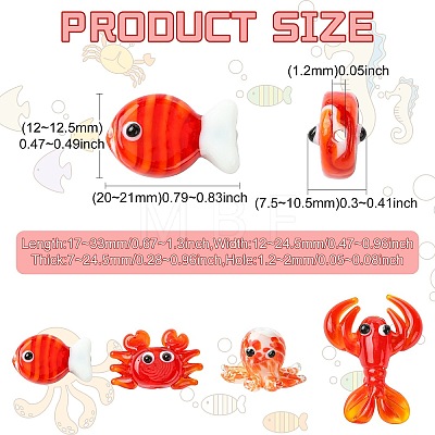 8Pcs 4 Styles Handmade Lampwork Beads Sets LAMP-CJ0003-13-1