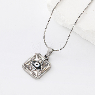 304 Stainless Steel Enamel Evil Eye Square Pendant Necklaces for Men Women JB2670-3-1