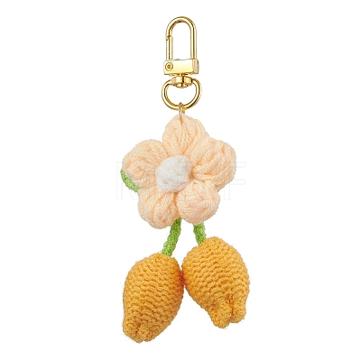 Handmade Crochet Cotton Cherry Flower Hanging Ornaments HJEW-JM02667-02-1