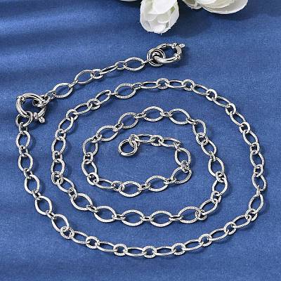 6MM 201 Stainless Steel Textured Horse Eye Link Chain Necklaces for Unisex NJEW-K302-19P-1