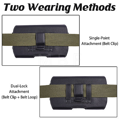 Rectangle Cowhide Mobile Phone Waist Belt Pouches AJEW-WH0596-952-1