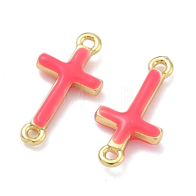 Brass Enamel Religion Cross Links Connector Charms KK-D229-07G-05-1