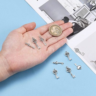 Tibetan Style Alloy Key Pendants TIBEP-X0001-02-AS-1