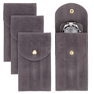 Rectangle Velvet Single Watch Storage Bag with Flip Cover LS-ABAG-WH0044-46A-1