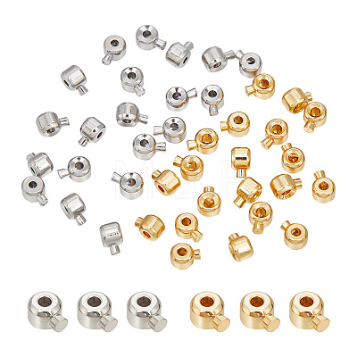 40Pcs 2 Colors Brass Crimp Beads KK-AR0003-27-1