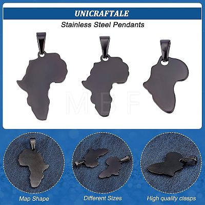 Unicraftale 6Pcs 3 Style 304 Stainless Steel Pendants STAS-UN0037-83-1