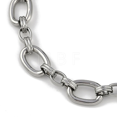 Anti-Tarnish 304 Stainless Steel Oval Link Chain Anklets AJEW-A057-05P-1