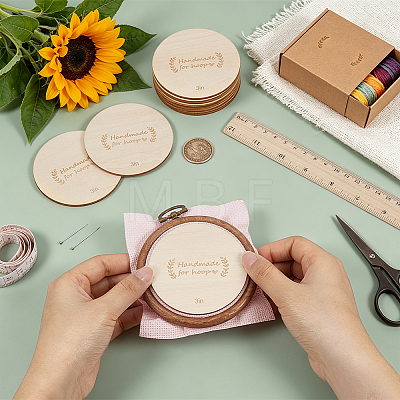 Handmade Hoop Wooden Disc DIY-WH0671-498A-1