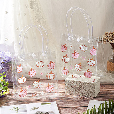 Rectangle Transparent Printed PVC Plastic Gift Tote Bags ABAG-TADJ0002-002A-1