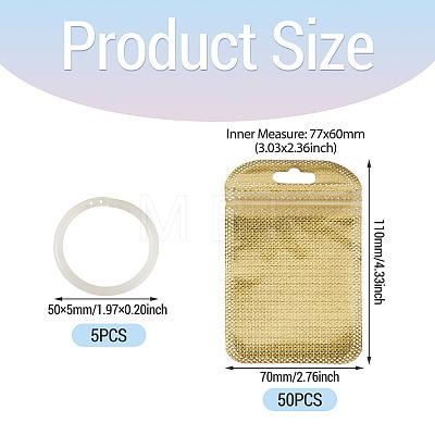 50Pcs Rectangle Plastic Resealable Packaging Bags OPP-TA0001-30B-1