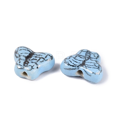 Hand Painted Butterfly Porcelain Beads PORC-Q006-05E-1