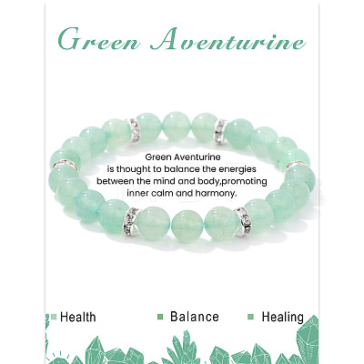 Natural Green Aventurine Round Beaded Stretch Bracelets for Women Men IS6879-7-1