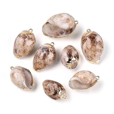 Electroplate Natural Shell Pendants SSHEL-N042-06-1