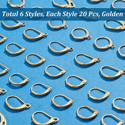   120pcs 6 style Brass Leverback Earring Findings KK-PH0006-01-1