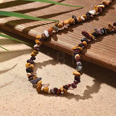 Natural Mookaite Chip Beaded Necklaces for Men Women NJEW-G159-01K-1